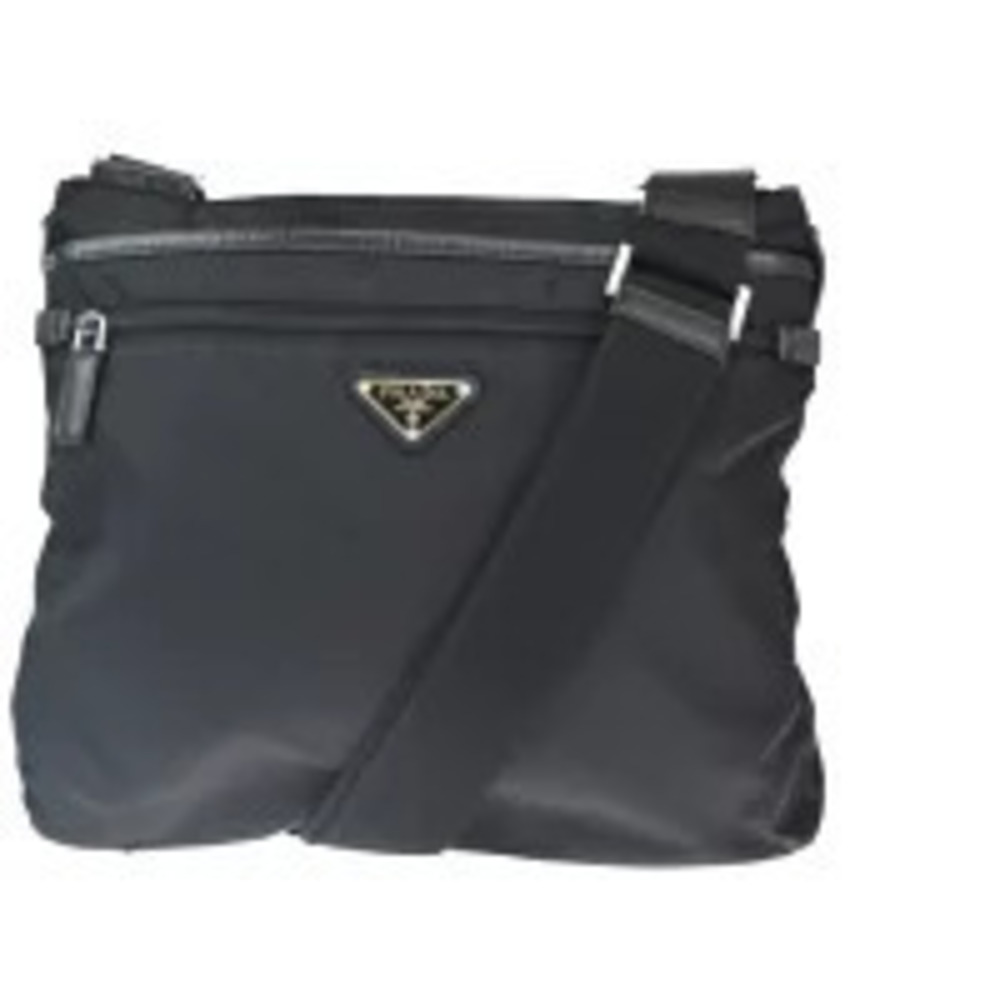 Prada Tessuto Flat Crossbody bag enameled triangle Black